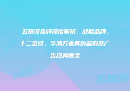 五粮液品牌深度解析：战略品牌、十二金钗、华润万家真伪鉴别及广告经典语录