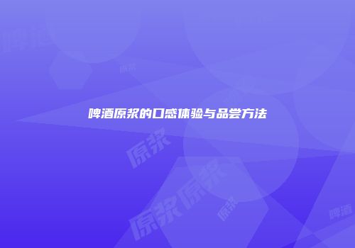 啤酒原浆的口感体验与品尝方法
