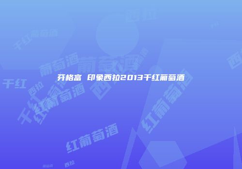 芬格富 印象西拉2013干红葡萄酒
