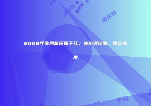 2009年歌丽雅庄园干红：波尔多佳酿，聚会焦点