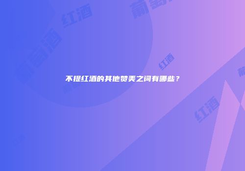 不提红酒的其他赞美之词有哪些？
