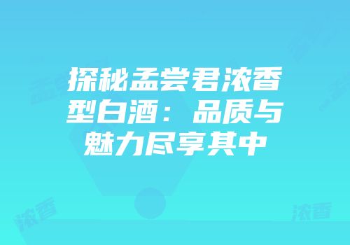 探秘孟尝君浓香型白酒：品质与魅力尽享其中