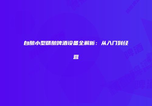 自酿小型精酿啤酒设备全解析：从入门到经营
