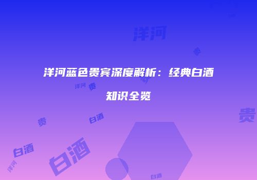 洋河蓝色贵宾深度解析：经典白酒知识全览