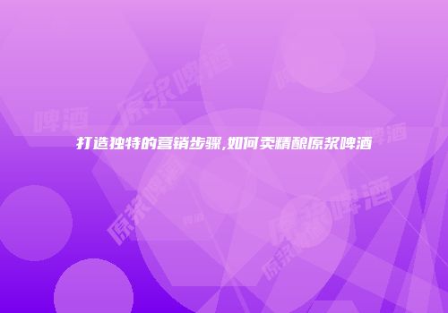 打造独特的营销步骤,如何卖精酿原浆啤酒