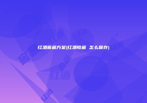 红酒窖藏方案(红酒收藏 怎么保存)