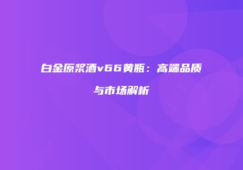 白金原浆酒v66黄瓶：高端品质与市场解析