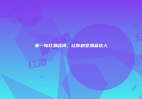 来一句红酒名词，让你秒变酒品达人