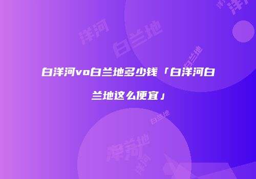 白洋河vo白兰地多少钱「白洋河白兰地这么便宜」