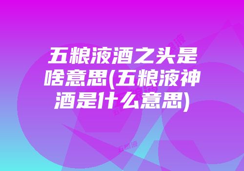 五粮液酒之头是啥意思(五粮液神酒是什么意思)