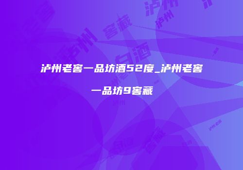 泸州老窖一品坊酒52度_泸州老窖一品坊9窖藏