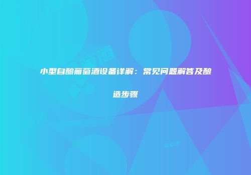 小型自酿葡萄酒设备详解：常见问题解答及酿造步骤