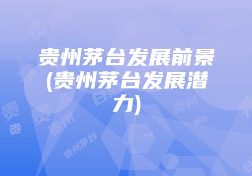 贵州茅台发展前景(贵州茅台发展潜力)
