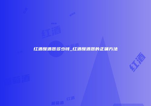 红酒醒酒器多少钱_红酒醒酒器的正确方法