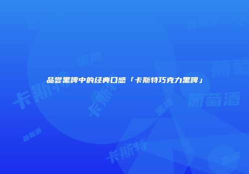 品尝黑啤中的经典口感「卡斯特巧克力黑啤」