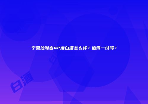 宁夏沙湖春42度白酒怎么样？值得一试吗？
