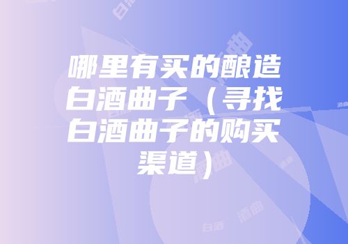 哪里有买的酿造白酒曲子（寻找白酒曲子的购买渠道）