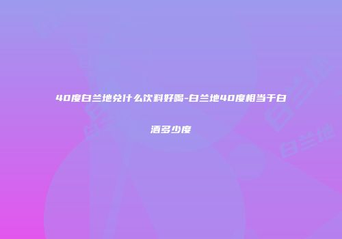 40度白兰地兑什么饮料好喝-白兰地40度相当于白酒多少度