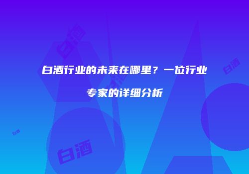 白酒行业的未来在哪里？一位行业专家的详细分析