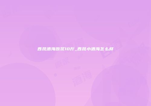 西凤酒海原浆10斤_西凤小酒海怎么样