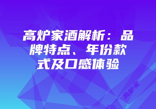 高炉家酒解析：品牌特点、年份款式及口感体验