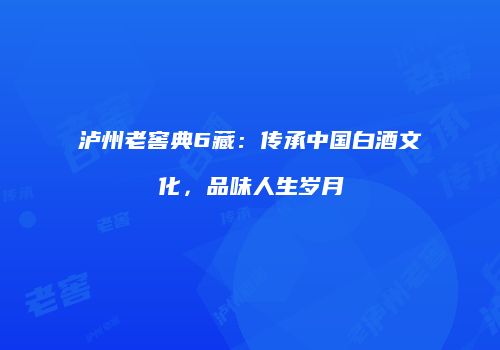 泸州老窖典6藏：传承中国白酒文化，品味人生岁月