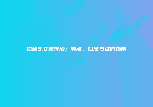 揭秘5.0黑啤酒：特点、口感与选购指南