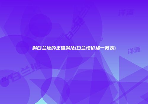 喝白兰地的正确喝法(白兰地价格一览表)