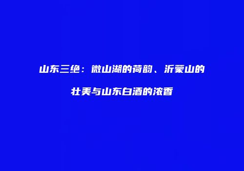 山东三绝：微山湖的荷韵、沂蒙山的壮美与山东白酒的浓香