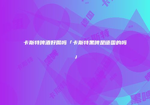 卡斯特啤酒好喝吗「卡斯特黑啤是德国的吗」