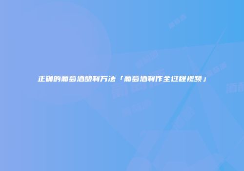 正确的葡萄酒酿制方法「葡萄酒制作全过程视频」