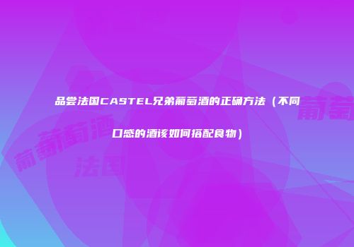 品尝法国CASTEL兄弟葡萄酒的正确方法（不同口感的酒该如何搭配食物）