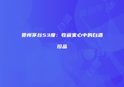 贵州茅台53度：收藏家心中的白酒珍品