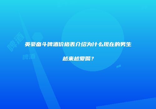 英豪奋斗啤酒价格表介绍为什么现在的男生越来越爱喝？