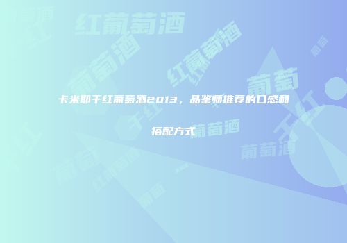卡米耶干红葡萄酒2013，品鉴师推荐的口感和搭配方式