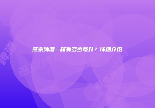 燕京啤酒一箱有多少毫升？详细介绍