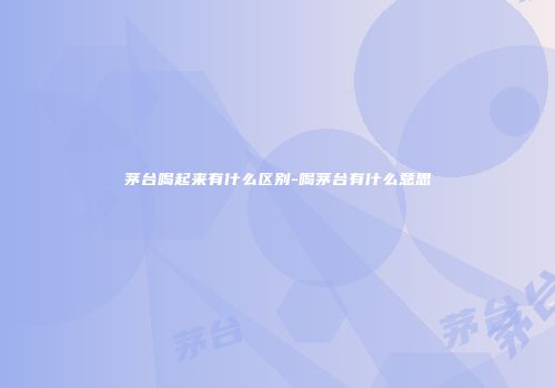 茅台喝起来有什么区别-喝茅台有什么意思