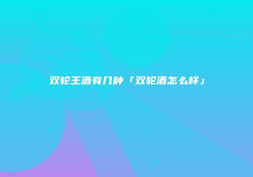 双轮王酒有几种「双轮酒怎么样」