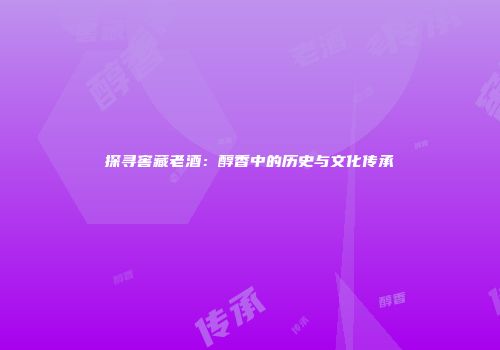 探寻窖藏老酒：醇香中的历史与文化传承