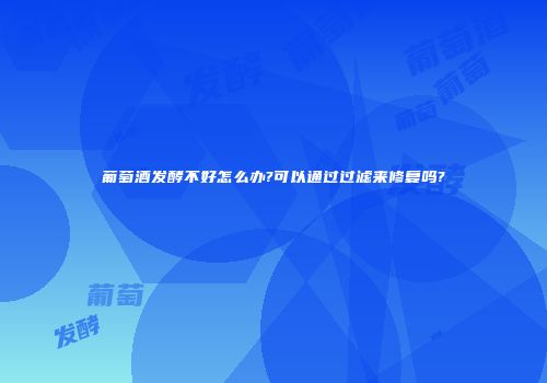葡萄酒发酵不好怎么办?可以通过过滤来修复吗?