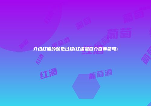 介绍红酒的酿造过程(红酒是百分百葡萄吗)