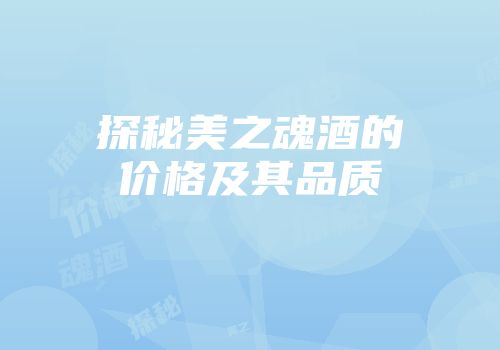 探秘美之魂酒的价格及其品质