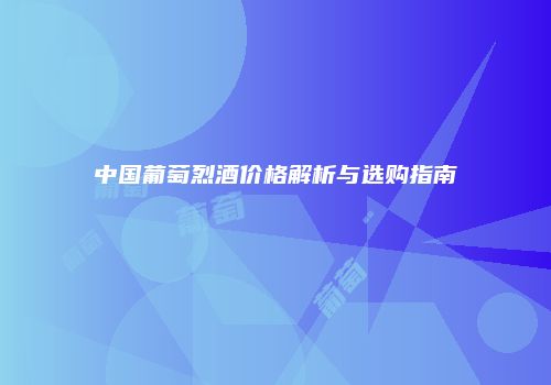 中国葡萄烈酒价格解析与选购指南