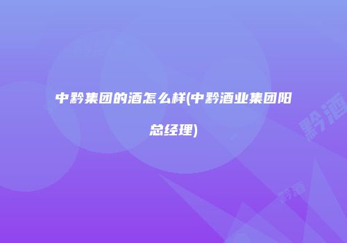 中黔集团的酒怎么样(中黔酒业集团阳总经理)