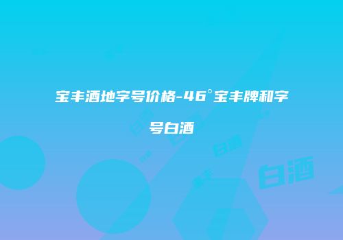 宝丰酒地字号价格-46°宝丰牌和字号白酒