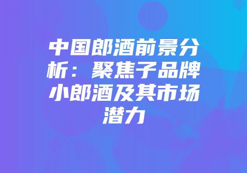 中国郎酒前景分析：聚焦子品牌小郎酒及其市场潜力