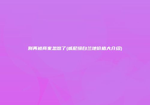 别再被商家忽悠了(威尼缔白兰地价格大介绍)