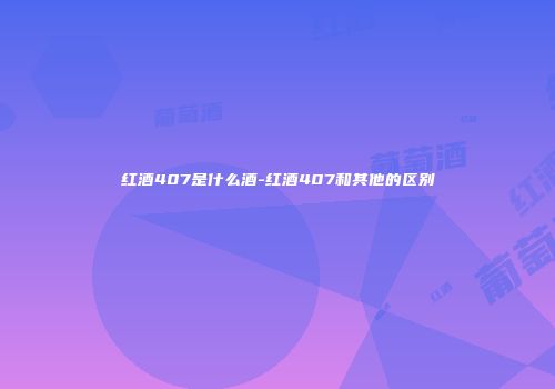 红酒407是什么酒-红酒407和其他的区别