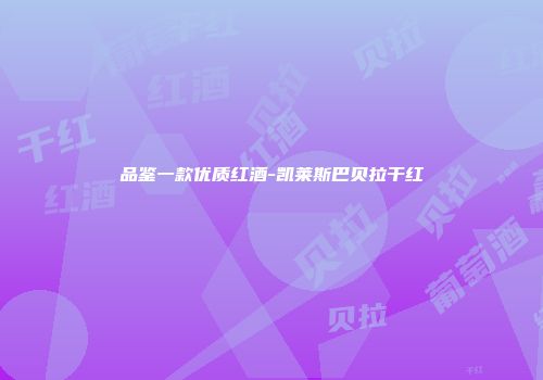 品鉴一款优质红酒-凯莱斯巴贝拉干红