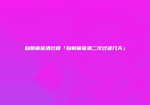 自酿葡萄酒过程「自制葡萄酒二次过滤几天」